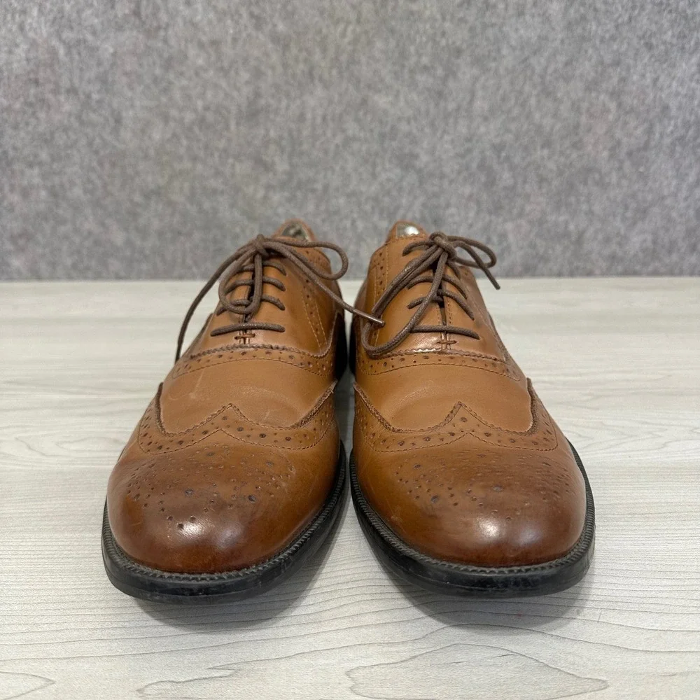 G.H. Bass Nicholas Wingtip Oxford Mens 13 Tan Leather Brogue Dress Shoes
